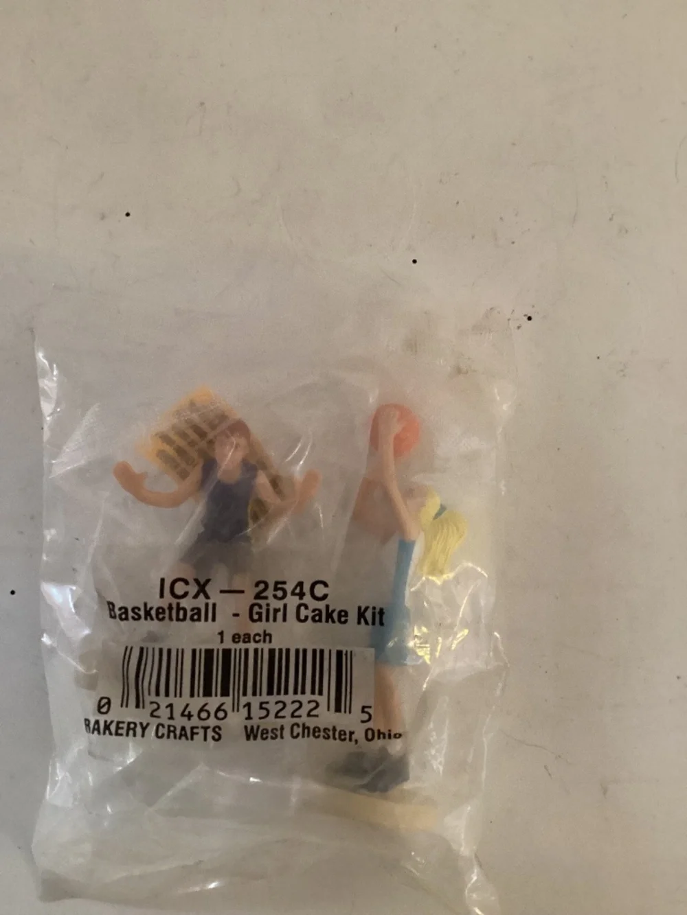 Vintage set of 2 girl basketball detailed plastic cake toppers